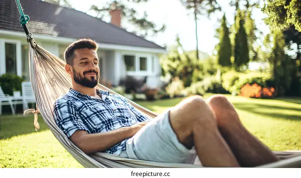 Relaxing in Hammock in Backyard