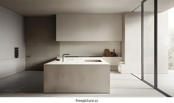 Minimalist Kitchen Interior Design With White And Grey Colors