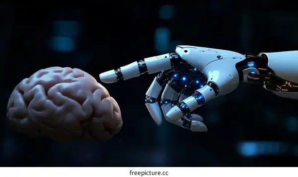 Artificial Intelligence and Human Brain Illustration