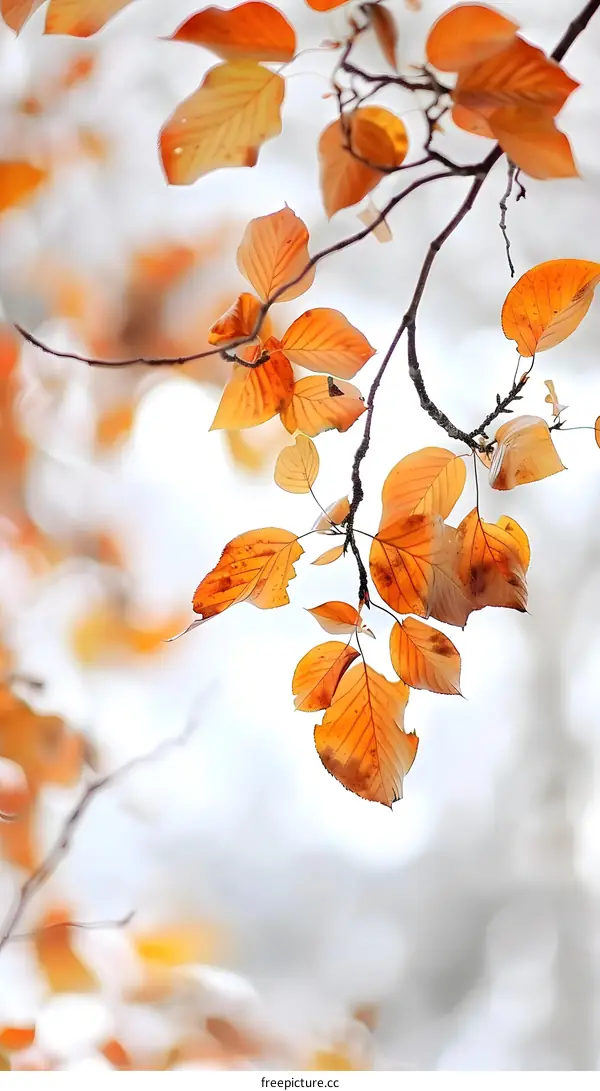 Autumn Leaves Branch Nature Photography