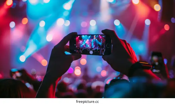 Concert Crowd Taking Photos with Cell Phones
