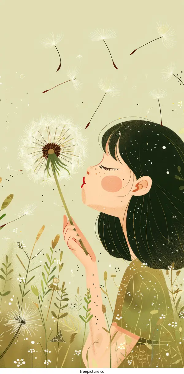 The Girl Blowing Dandelion