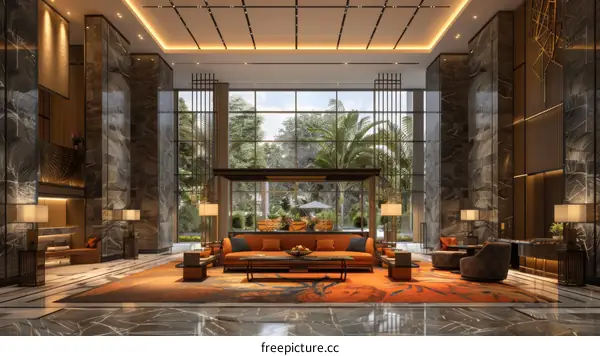 Lavish & Spacious Hotel Lobby with Modern Design