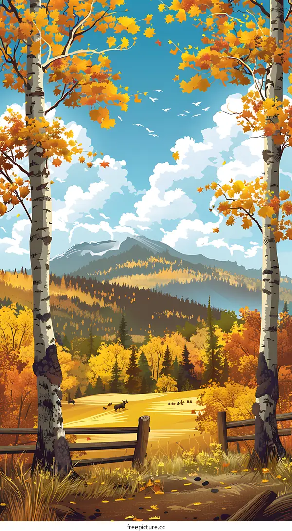 Autumn Landscape With Mountains And Forest