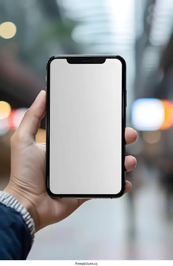 Hand Holding Smartphone With Blank Screen