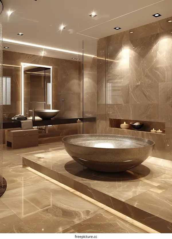 Modern Luxury Bathroom Interior Design with Bathtub