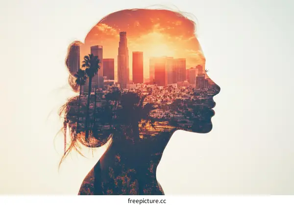 Cityscape Within a Female Silhouette