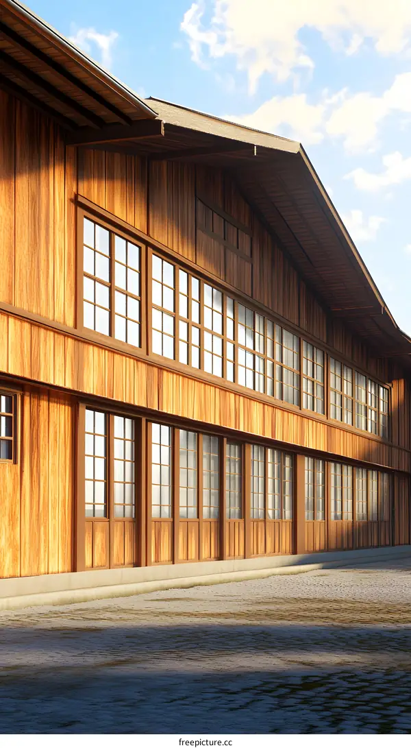 Japanese Style Wooden House with Windows