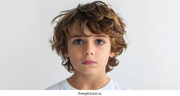 Portrait of a Young Boy With Curly Hair