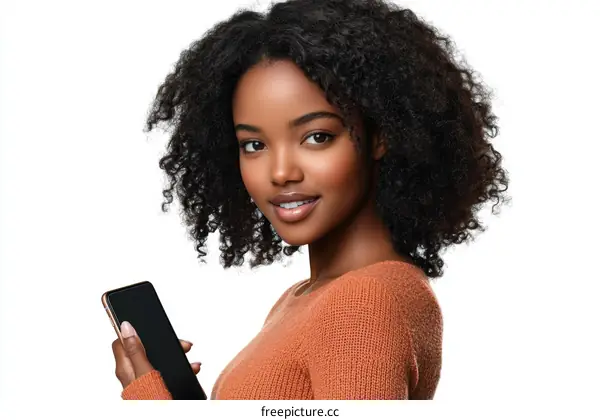 Portrait of a Young Woman Holding a Smartphone