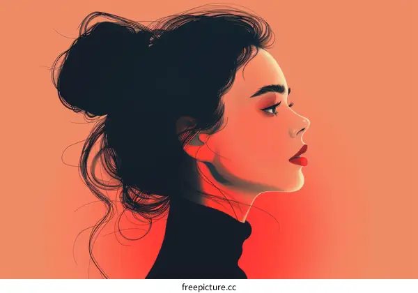 portrait of a young woman with black hair in a bun