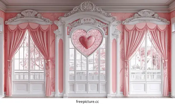 Elegant Pink Room with Heart-Shaped Window