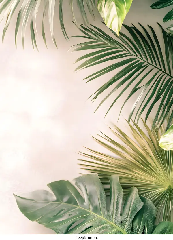 Tropical Leaves on White Background