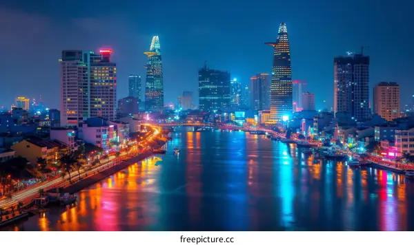 Night view of Ho Chi Minh City, Vietnam