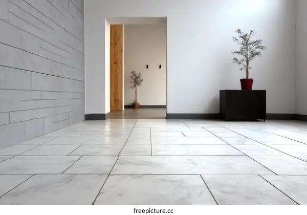 Modern Empty Lobby with Geometric Tiles