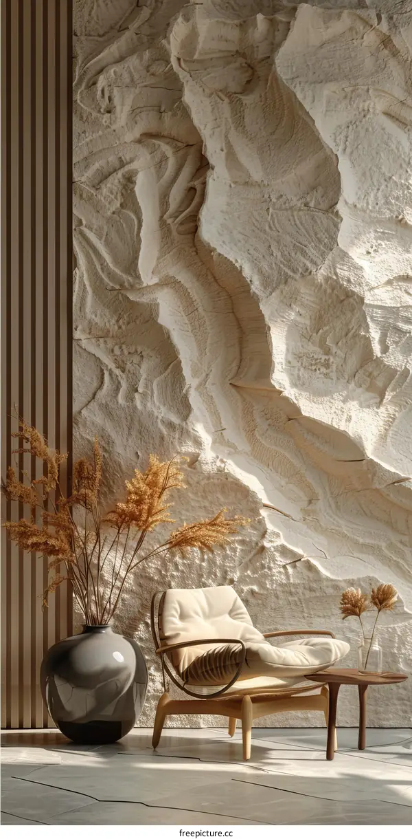 Minimalist Interior Design with Beige Walls and Wooden Accents