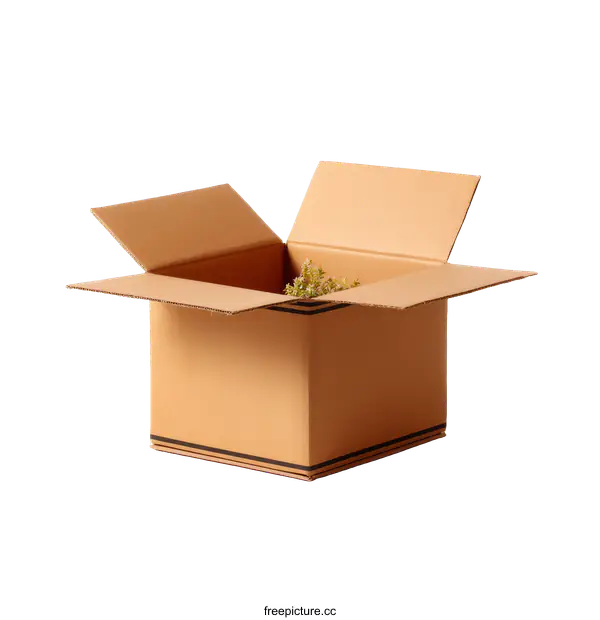 [Transparent Background PNG]Open Cardboard Box with Empty Space
