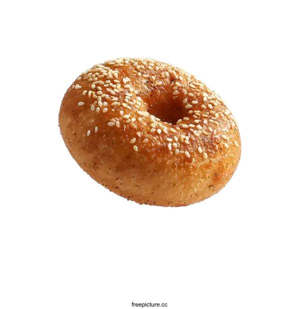 [Transparent Background PNG]Single Sesame Seed Bagel on White Background