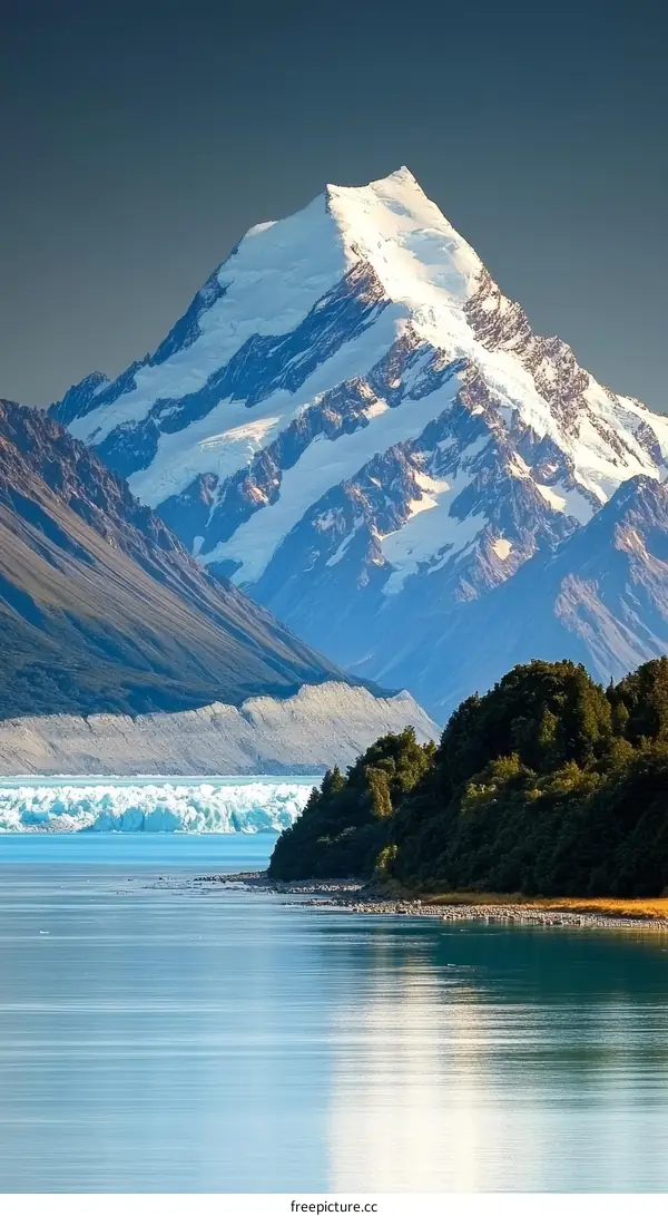 Majestic Mountain Peak Overlooking Turquoise Lake