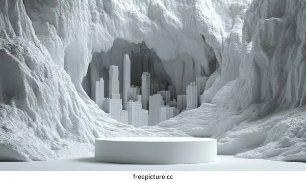 Abstract White Cave Cityscape Display