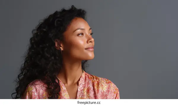 Close-up Portrait of a Woman with Curly Hair
