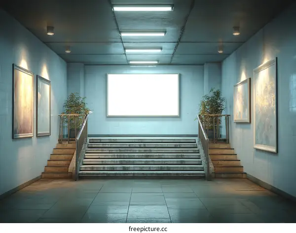 Empty Subway Stairway Gallery Mockup