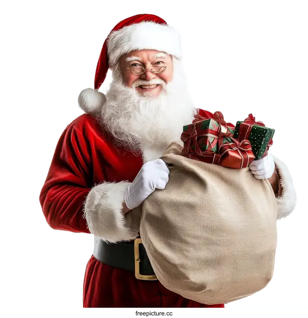 [Transparent Background PNG]Santa Claus Carrying a Bag of Presents Christmas Cheer