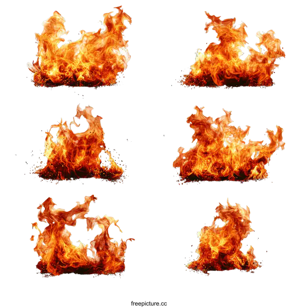 [Transparent Background PNG]Fire Flames Isolated on White Background