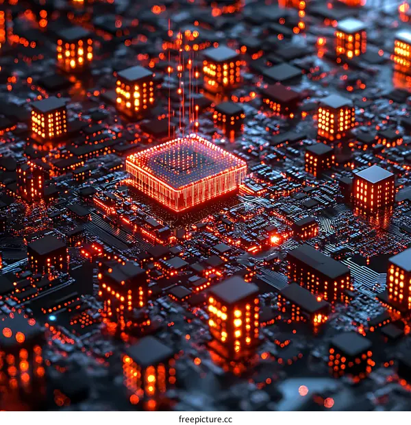 Advanced Circuit Board with Illuminated CPU