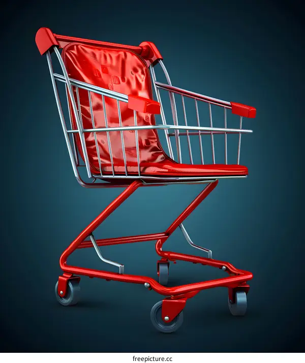 Red Shopping Cart Chair 3d Rendering