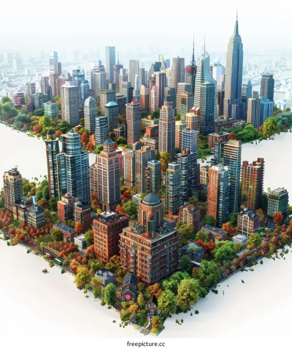 Autumnal New York City Skyline Illustration