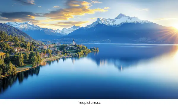 Majestic Mountain Lake Sunrise Panorama