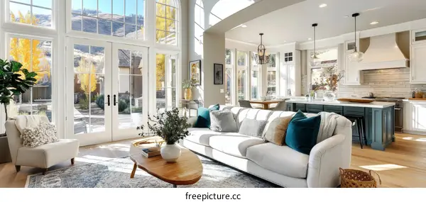 Modern Farmhouse Living Room with Large Windows