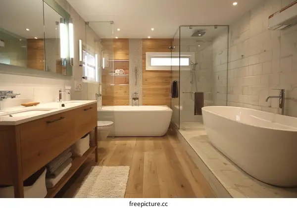 Modern Bathroom Interior Design with Wooden Accents