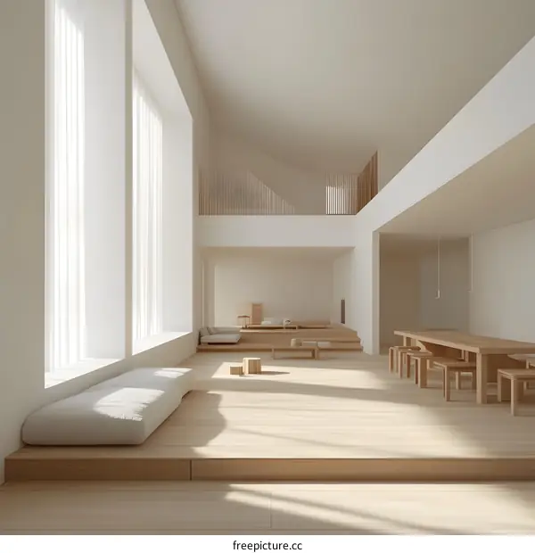 Minimalist Japanese Style Interior Design With Wooden Floor