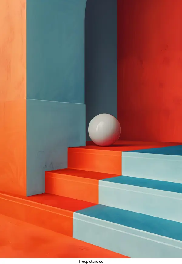 3D rendering of a sphere on a podium