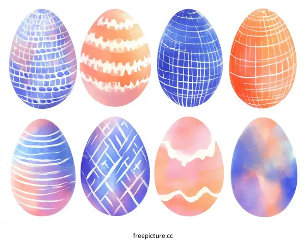 Colorful Watercolor Easter Eggs