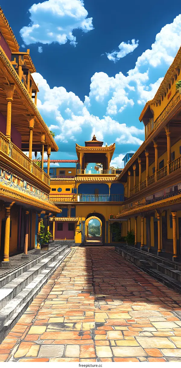 Ancient Chinese Palace Architecture Illustration
