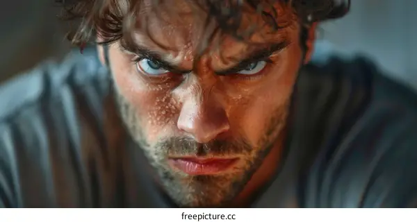 Close-up Angry Man Portrait