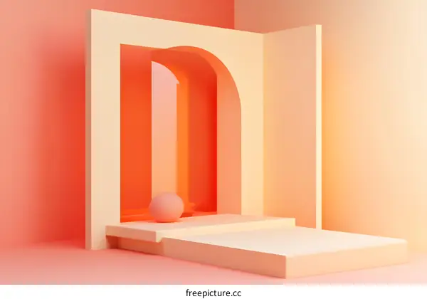 Abstract Minimalist Geometric Shapes with Peach and Yellow Colors