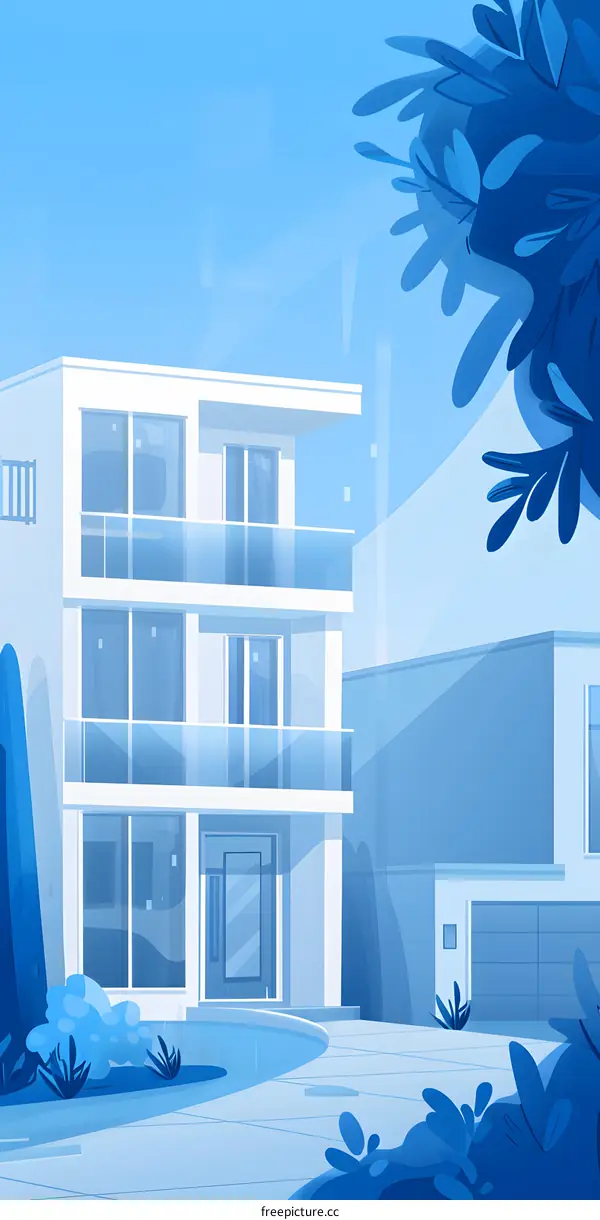 Modern House with Blue Sky Background