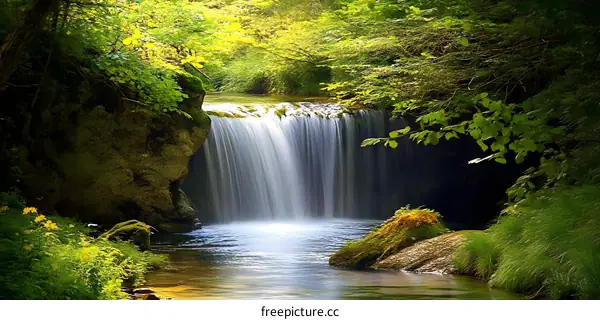 Beautiful Waterfall In Lush Forest