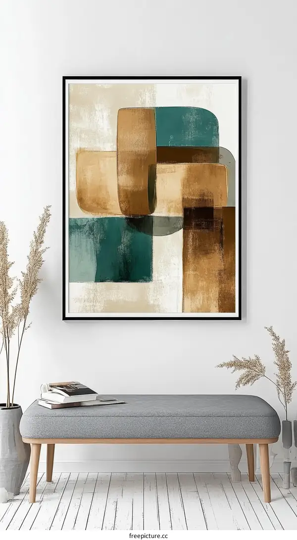 Abstract Geometric Art Piece in Earthy Tones