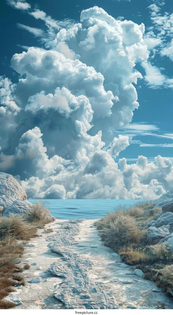 Majestic Clouds Above a Stone Path in the Mountains