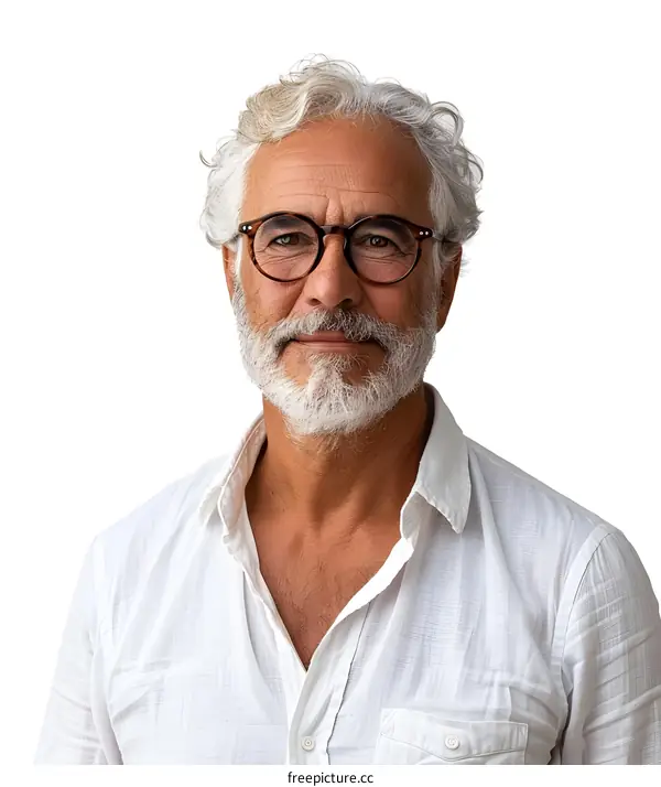 Portrait of an Elderly Man with a White Beard and Glasses