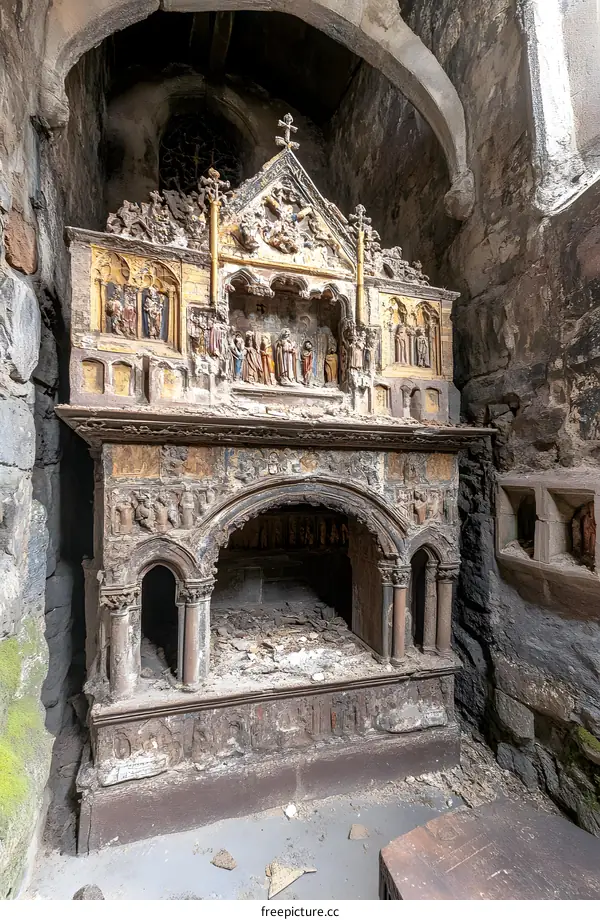 Ancient Stone Carving Inside A Church