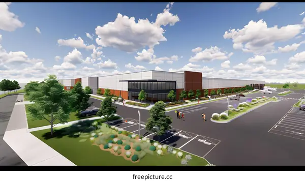 Exterior View of Modern Building with Landscaping