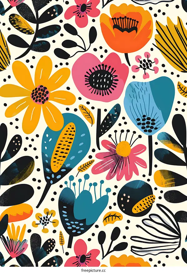 Colorful Floral Pattern Seamless Design