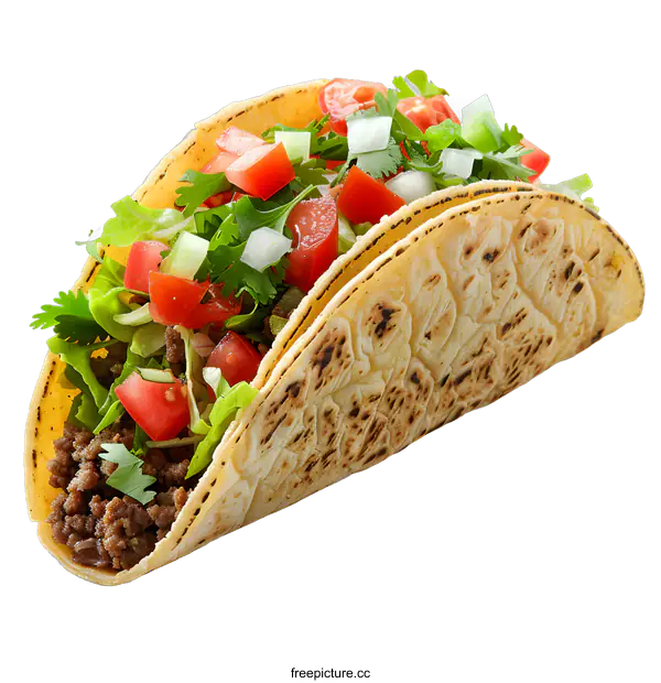[Transparent Background PNG]Delicious Ground Beef Taco on White Background