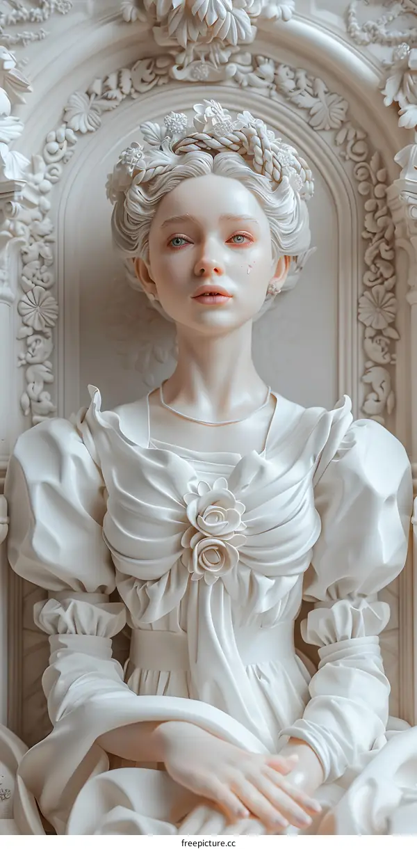 An Exquisite Rococo Bas-Relief of a Woman